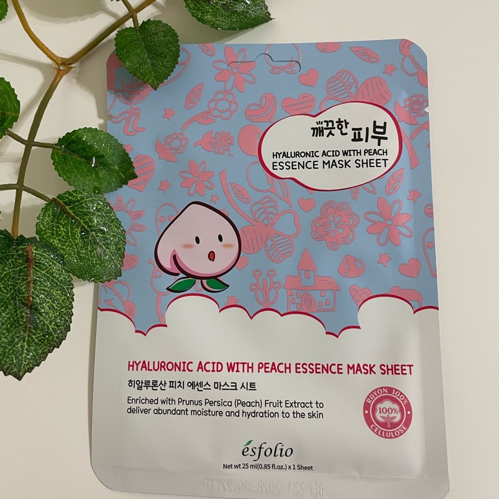 New $5ea OR 5/$15 New ESFOLIO Hyaluronic Acid Peach Sheet Face Mask